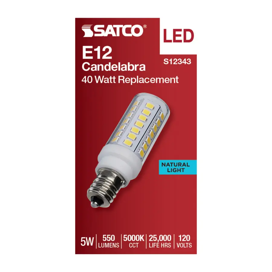 5 Watt T6 LED - Clear Finish - E12 Base - 5000K - 120 Volt - Image 3