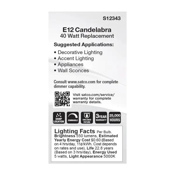 5 Watt T6 LED - Clear Finish - E12 Base - 5000K - 120 Volt - Image 4