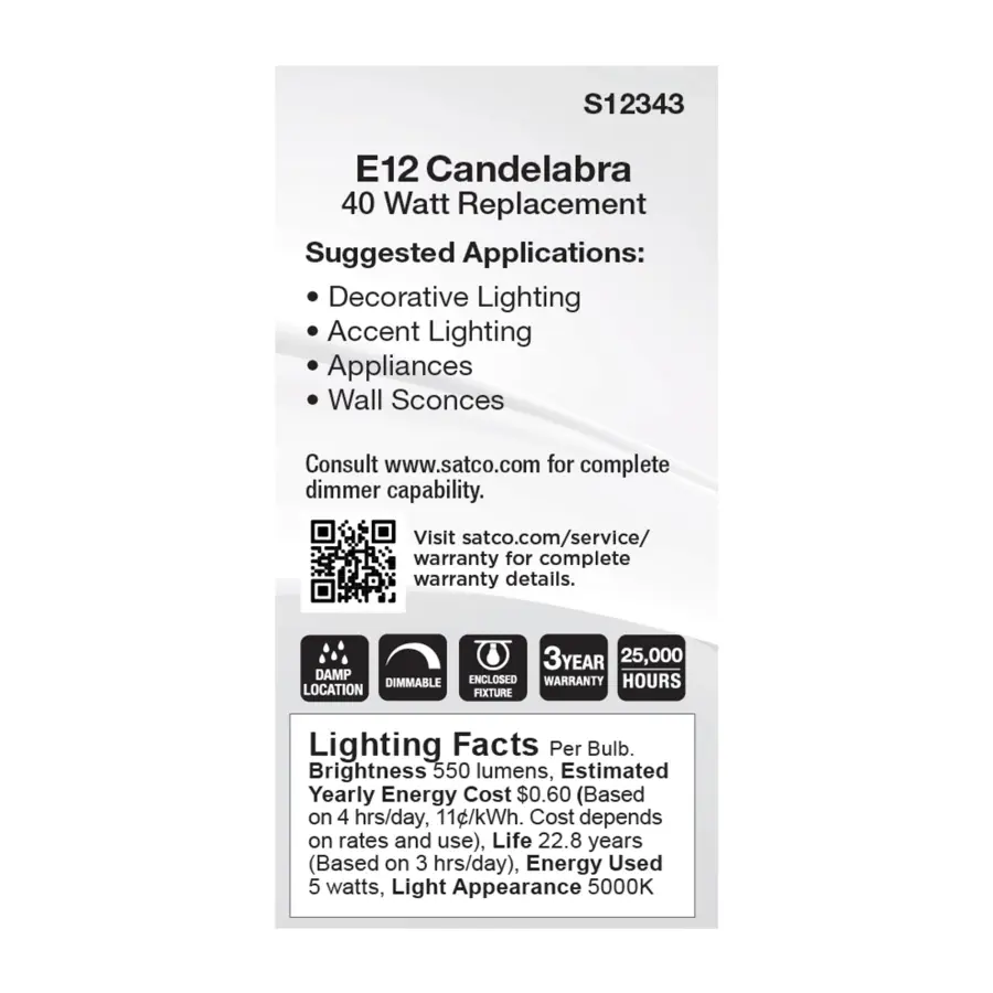 5 Watt T6 LED - Clear Finish - E12 Base - 5000K - 120 Volt - Image 4