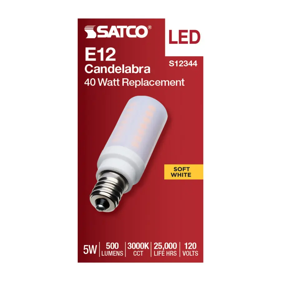 5 Watt T6 LED - Frost Finish - E12 Base - 3000K - 120 Volt - Image 3