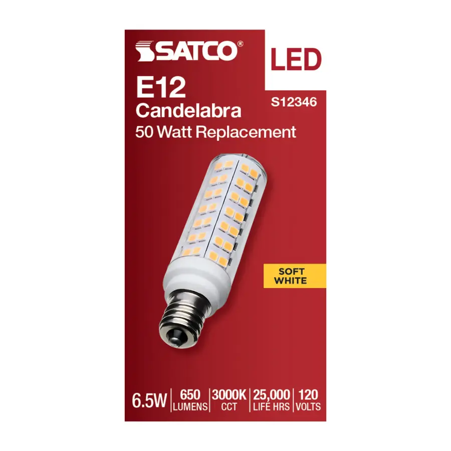 6.5 Watt T6 LED - Clear Finish - E12 Base - 3000K - 120 Volt - Image 3