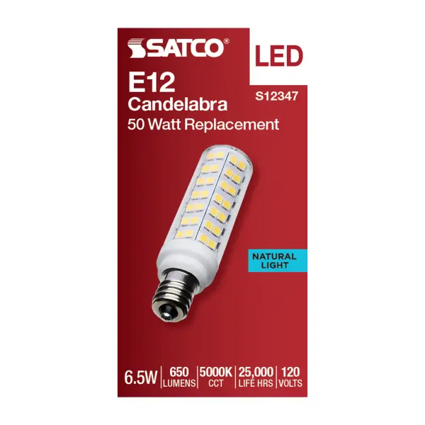 6.5 Watt T6 LED - Clear Finish - E12 Base - 5000K - 120 Volt - Image 3