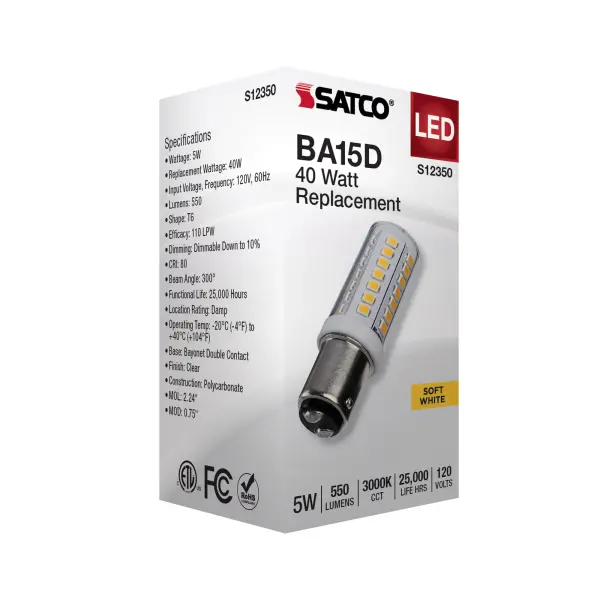 5 Watt T6 LED - Clear Finish - DC Base - 3000K - 120 Volt - Image 7
