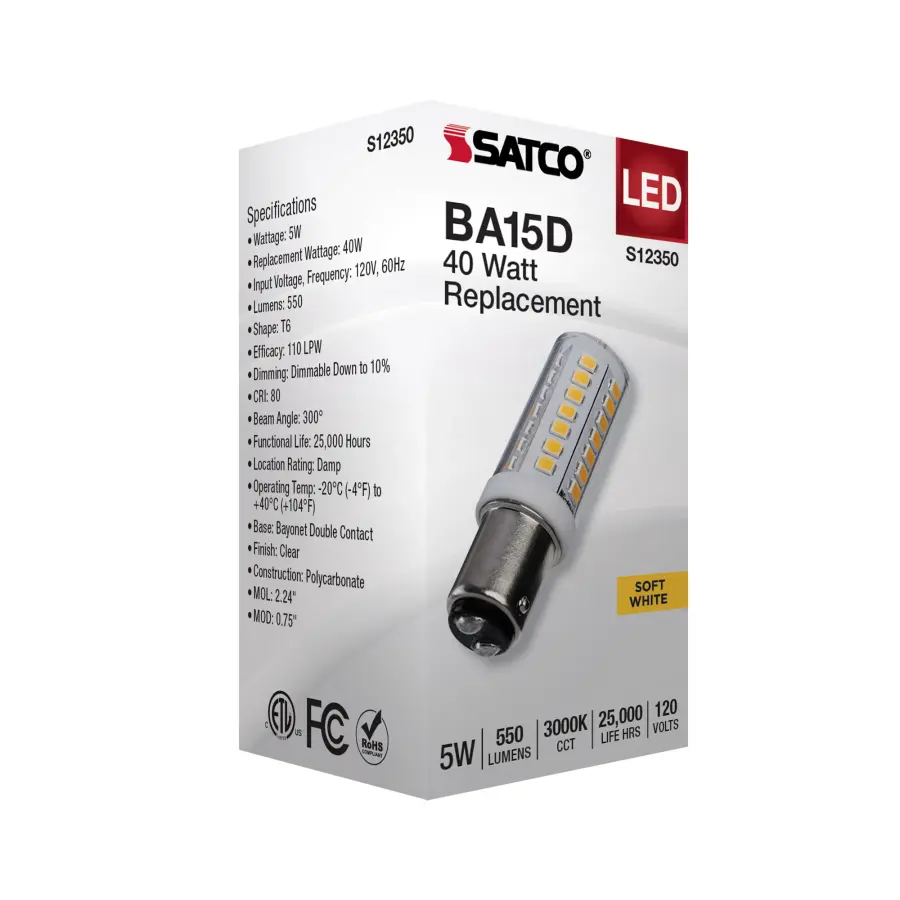5 Watt T6 LED - Clear Finish - DC Base - 3000K - 120 Volt - Image 7