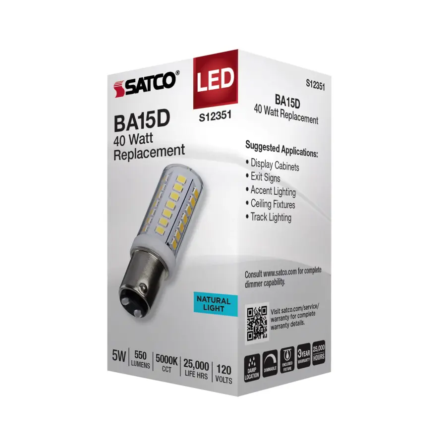 5 Watt T6 LED - Clear Finish - DC Base - 5000K - 120 Volt - Image 6