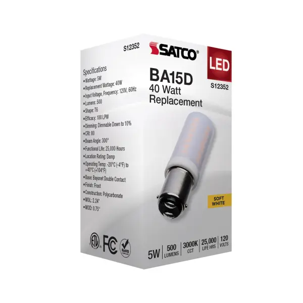 5 Watt T6 LED - Frost Finish - DC Base - 3000K - 120 Volt - Image 7