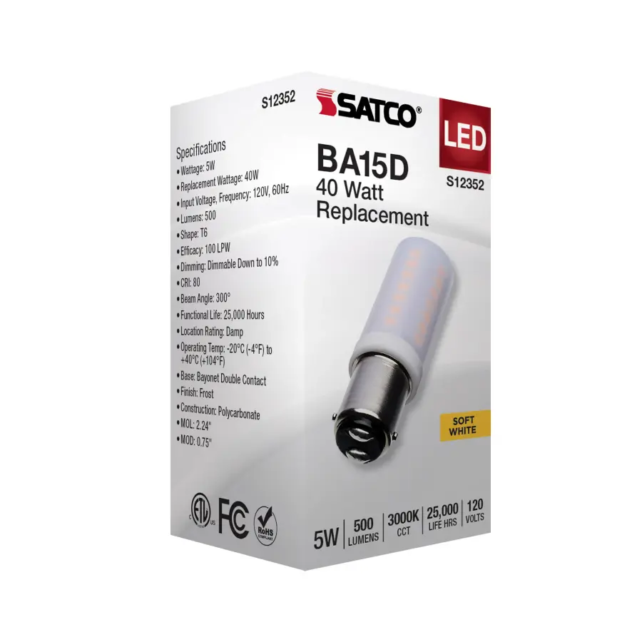 5 Watt T6 LED - Frost Finish - DC Base - 3000K - 120 Volt - Image 7