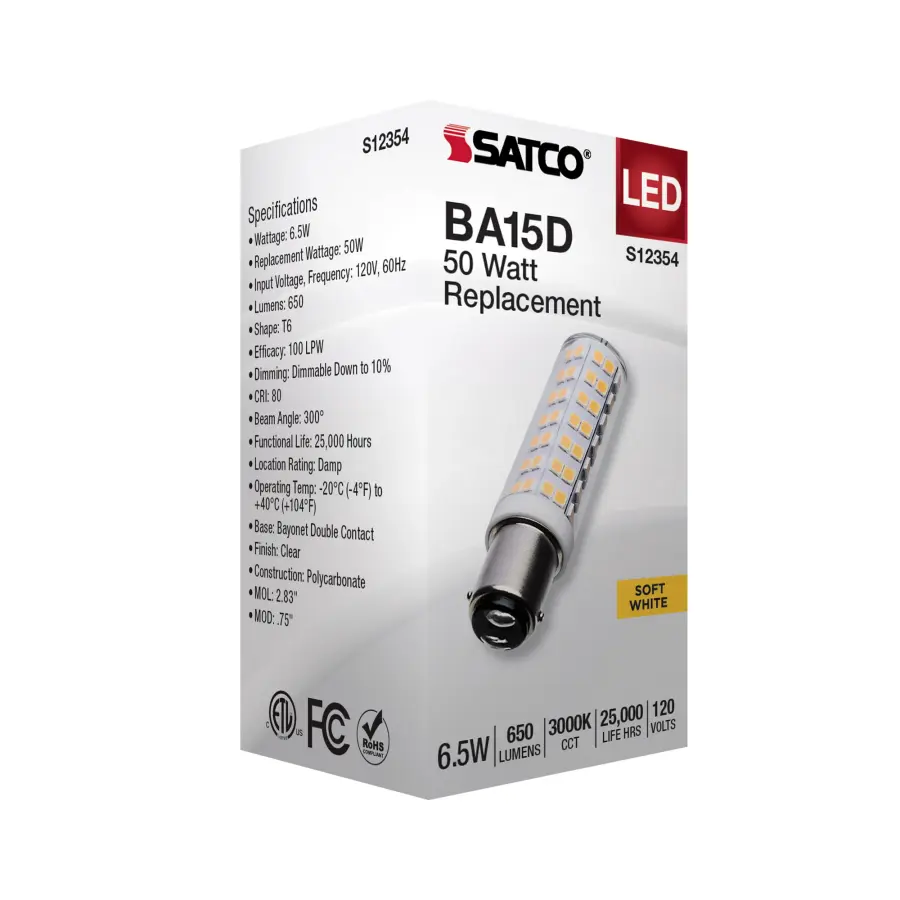 6.5 Watt T6 LED - Clear Finish - DC Base - 3000K - 120 Volt - Image 7
