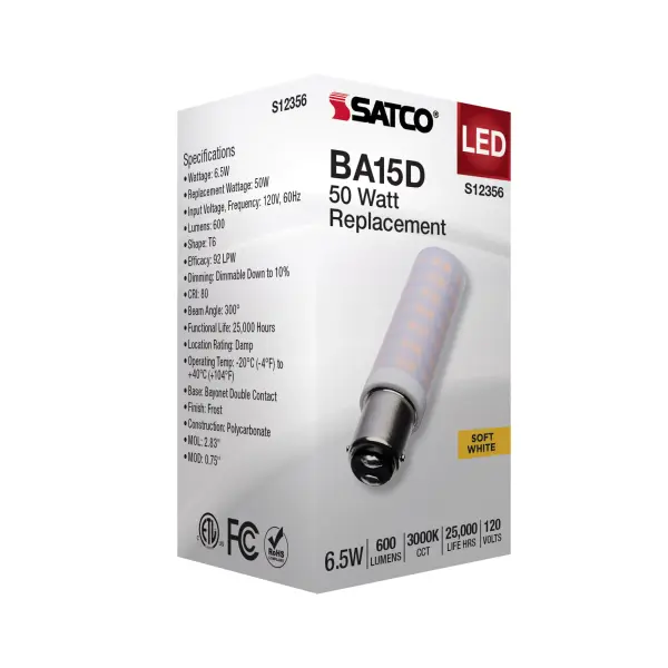 6.5 Watt T6 LED - Frost Finish - DC Base - 3000K - 120 Volt - Image 7