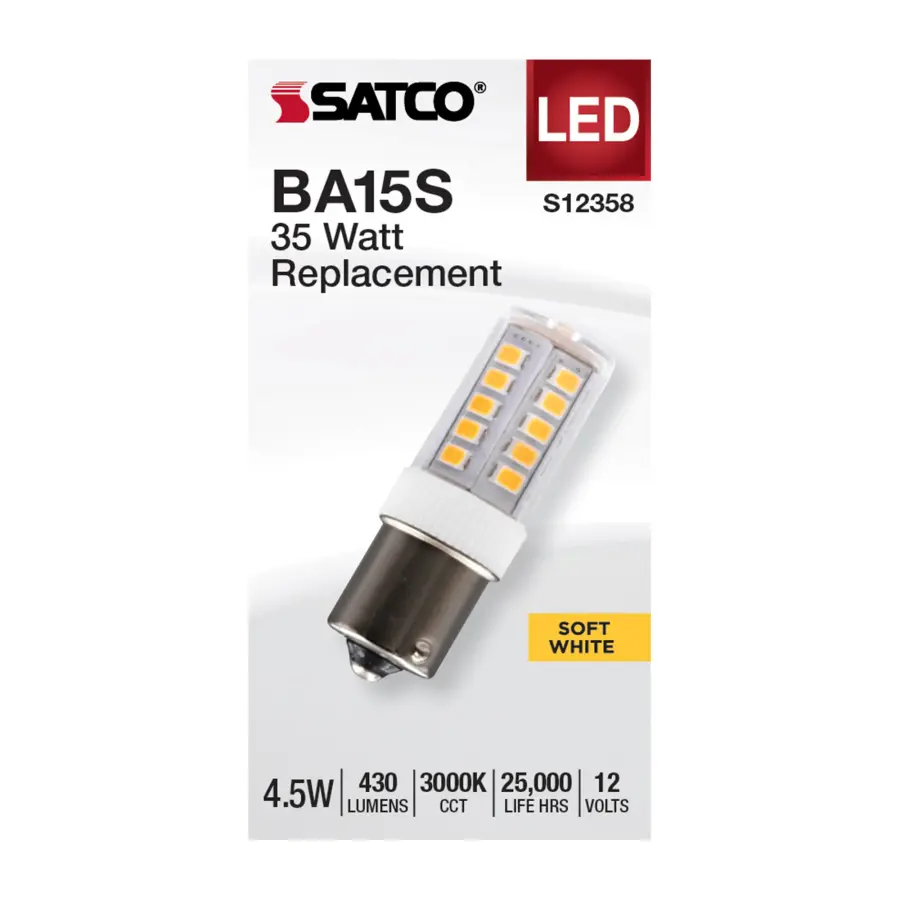 4.5 Watt T6 LED - Clear Finish - BA15s Base - 3000K - 12 Volt - Image 2