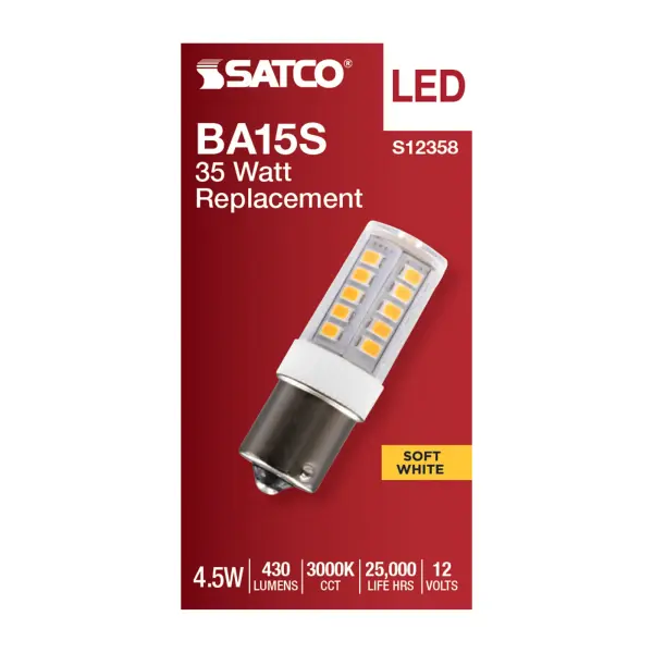 4.5 Watt T6 LED - Clear Finish - BA15s Base - 3000K - 12 Volt - Image 3