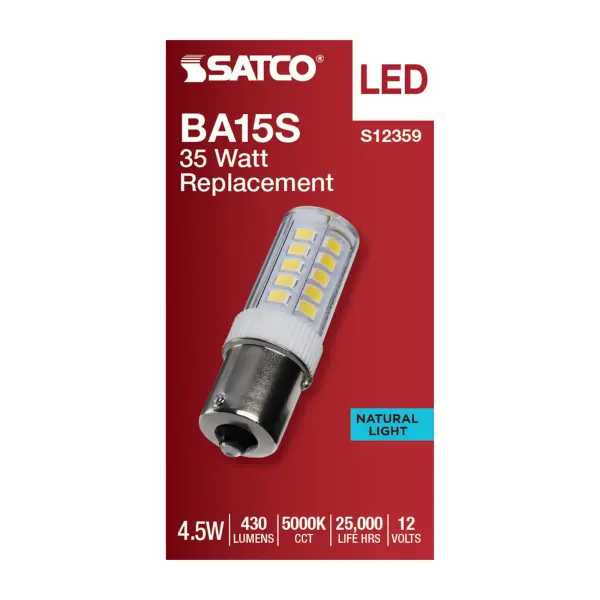 4.5 Watt T6 LED - Clear Finish - BA15s Base - 5000K - 12 Volt - Image 3