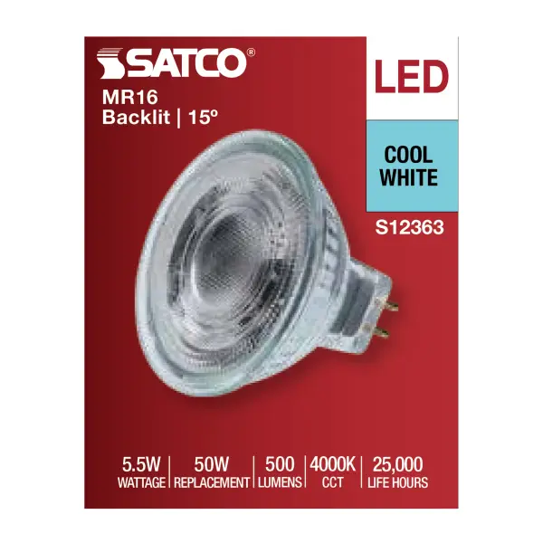 5.5 Watt MR16 LED Spotlight - 4000K CCT - GU5.3 Base - 12 Volt - Image 4