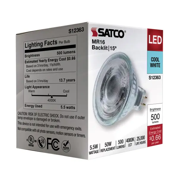 5.5 Watt MR16 LED Spotlight - 4000K CCT - GU5.3 Base - 12 Volt - Image 8