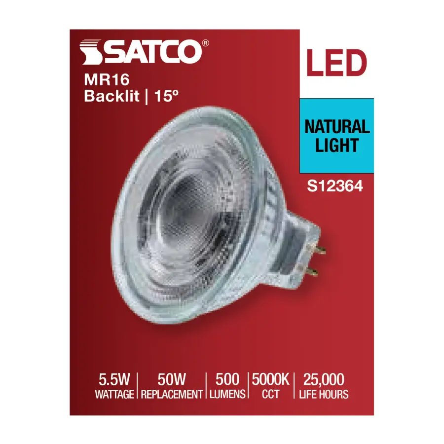 5.5 Watt MR16 LED Spotlight - 5000K CCT - GU5.3 Base - 12 Volt - Image 4