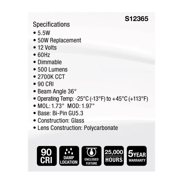 5.5 Watt MR16 LED Floodlight - 2700K CCT - GU5.3 Base - 12 Volt - Image 5
