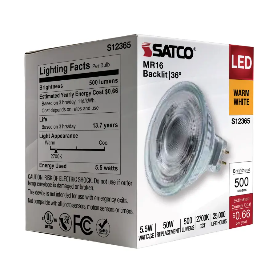 5.5 Watt MR16 LED Floodlight - 2700K CCT - GU5.3 Base - 12 Volt - Image 8