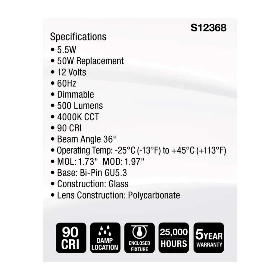 5.5 Watt MR16 LED Floodlight - 4000K CCT - GU5.3 Base - 12 Volt - Image 5
