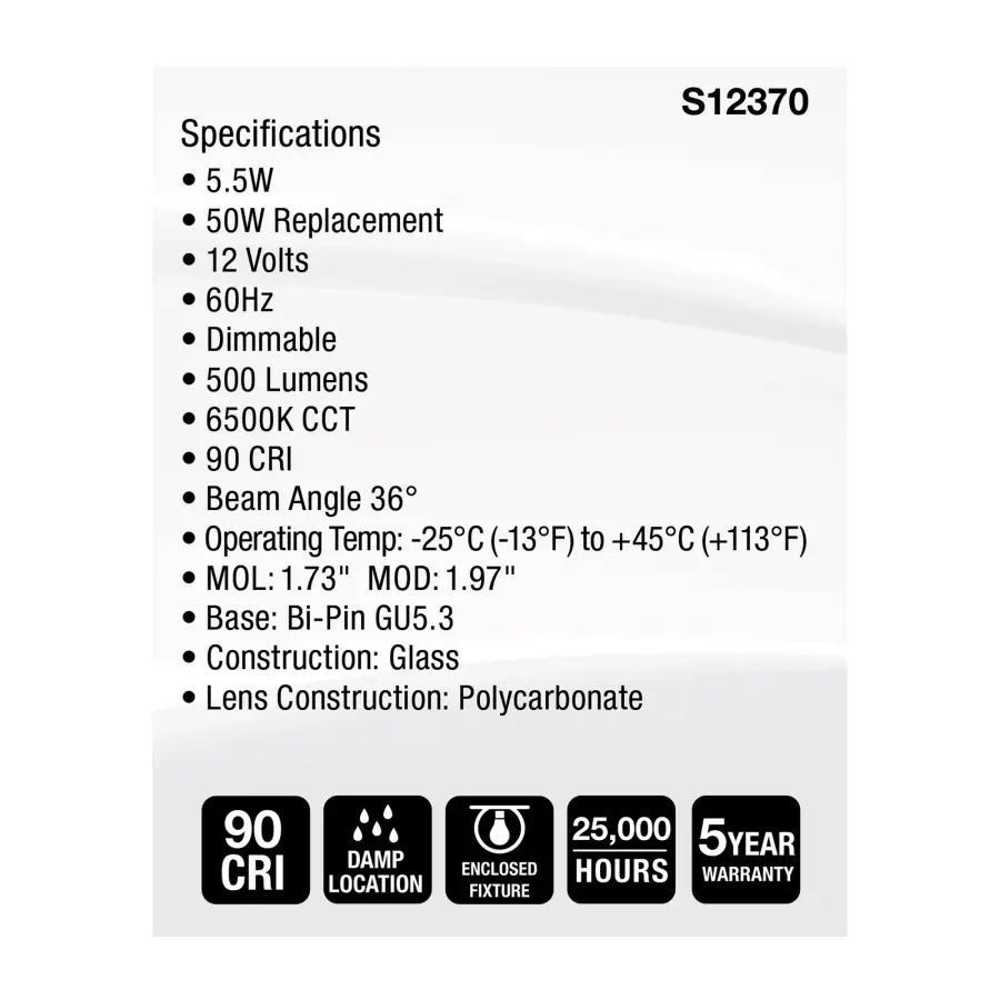5.5 Watt MR16 LED Floodlight - 6500K CCT - GU5.3 Base - 12 Volt - Image 5