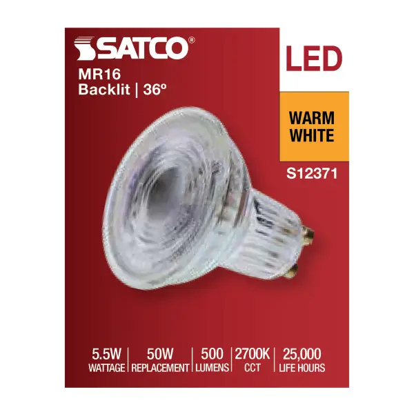 5.5 Watt MR16 LED Floodlight - 2700K CCT - GU10 Base - 120 Volt - Image 4