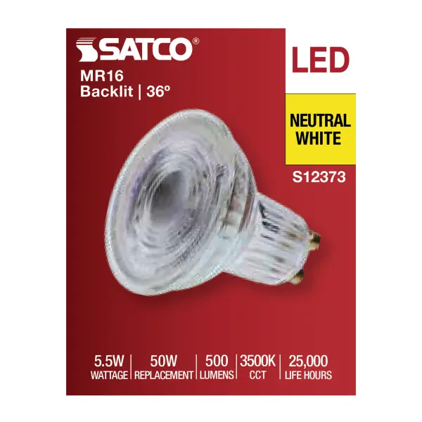 5.5 Watt MR16 LED Floodlight - 3500K CCT - GU10 Base - 120 Volt - Image 4