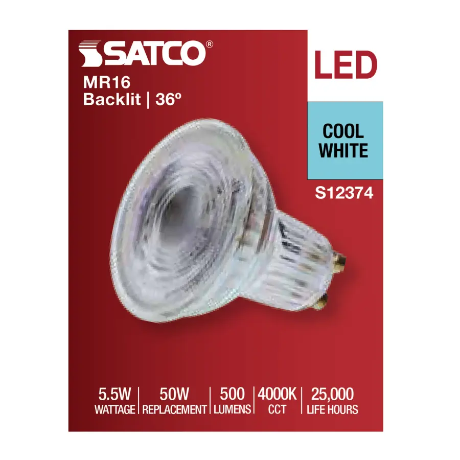 5.5 Watt MR16 LED Floodlight - 4000K CCT - GU10 Base - 120 Volt - Image 4