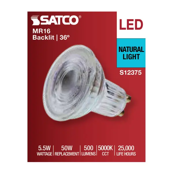 5.5 Watt MR16 LED Floodlight - 5000K CCT - GU10 Base - 120 Volt - Image 4