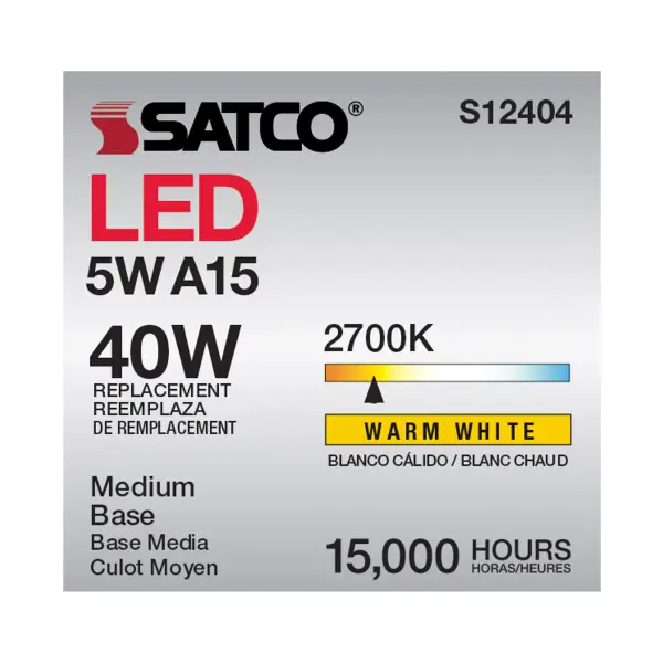 5 Watt A15 LED Filament - Soft White - 2700K - Medium base - 90 CRI - 120 Volt - Image 7