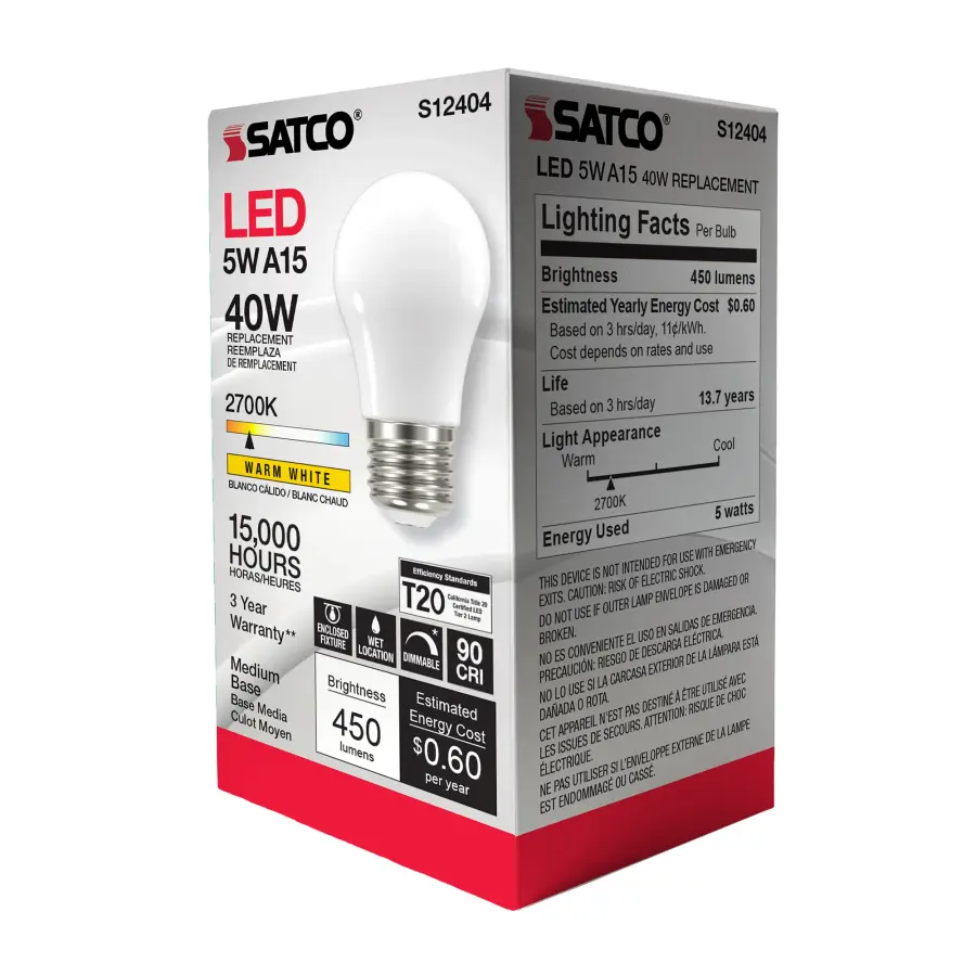 5 Watt A15 LED Filament - Soft White - 2700K - Medium base - 90 CRI - 120 Volt - Image 9
