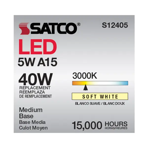 5 Watt A15 LED Filament - Soft White - 3000K - Medium base - 90 CRI - 120 Volt - Image 7
