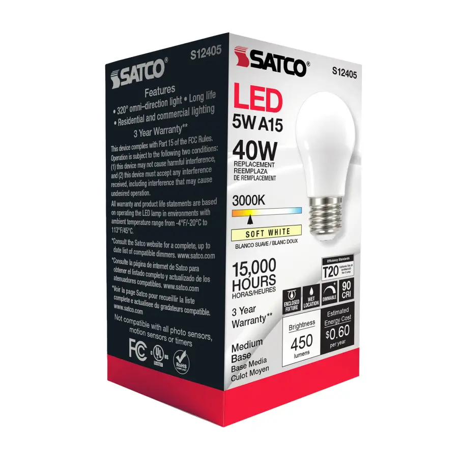 5 Watt A15 LED Filament - Soft White - 3000K - Medium base - 90 CRI - 120 Volt - Image 8