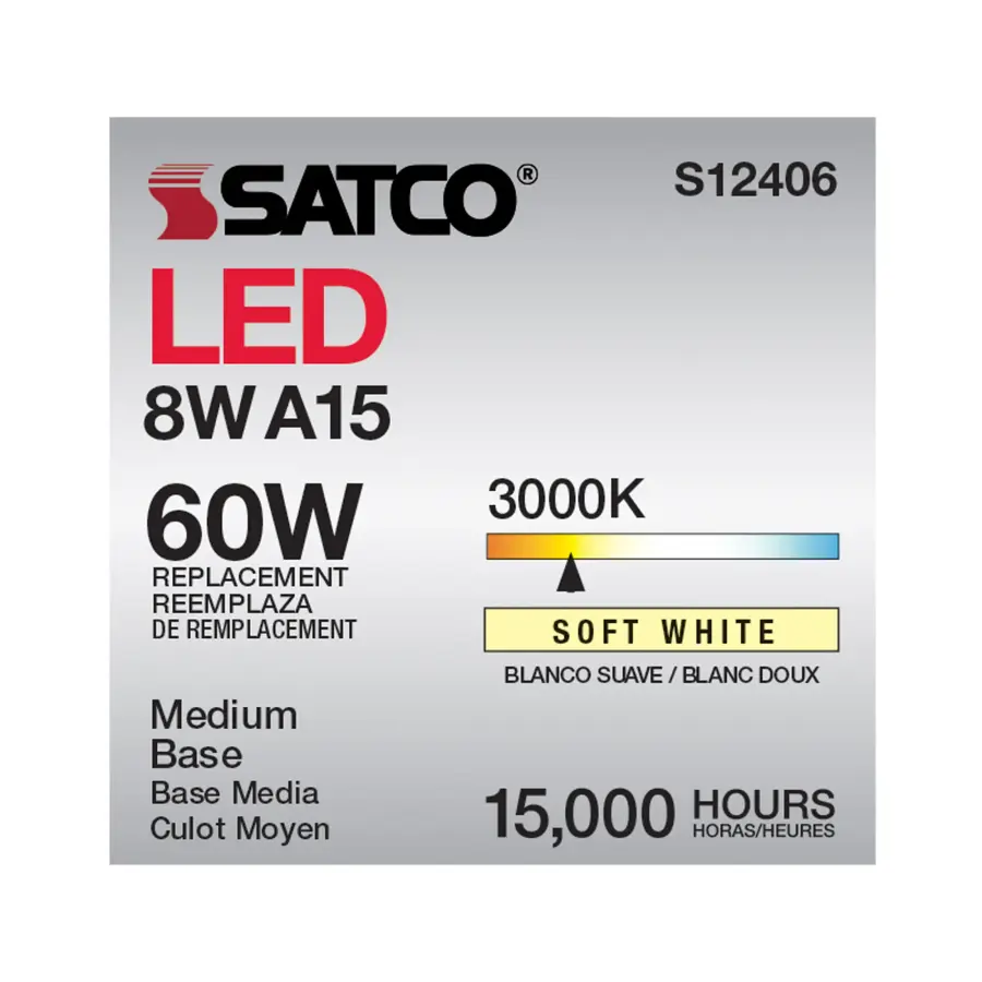 8.2 Watt A15 LED Filament - Clear - Medium Base - 3000K - 90 CRI - 120 Volt - Image 8
