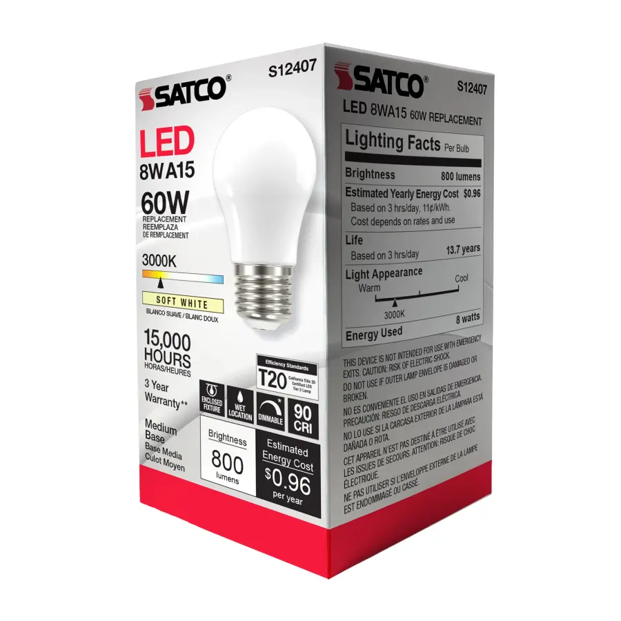 8.2 Watt A15 LED Filament - Soft White - Medium Base - 3000K - 90 CRI - 120 Volt - Image 10