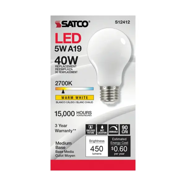 The most common, useful lamps on the market are now suitable for use nationwide with their 90 CRI T20 CEC rating. Our LED A15 and A19 LED filament lamps incorporate all the latest LED technologies for superior lumen output, efficiency and long life wherever they're used! - alternate view