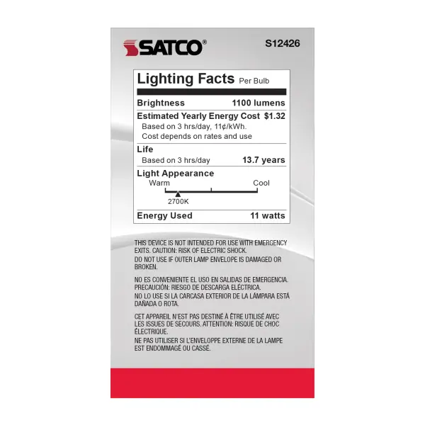 11 Watt A19 LED Filament - Soft White - Medium Base - 2700K - 90 CRI - 120 Volt - Image 4