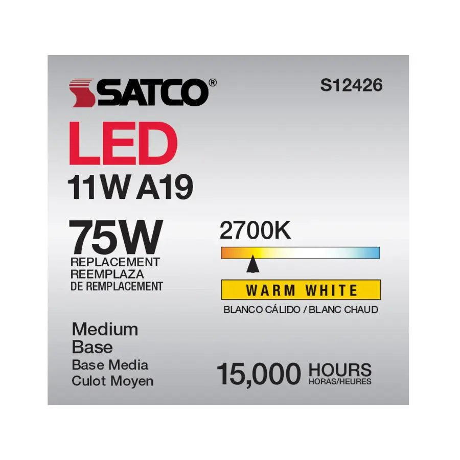 11 Watt A19 LED Filament - Soft White - Medium Base - 2700K - 90 CRI - 120 Volt - Image 7