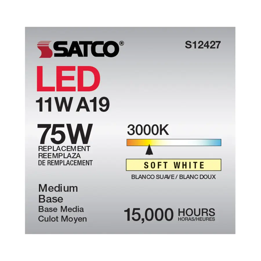 11 Watt A19 LED Filament - Soft White - Medium Base - 3000K - 90 CRI - 120 Volt - Image 7