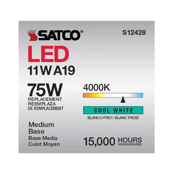 11 Watt A19 LED Filament - Soft White - Medium Base - 4000K - 90 CRI - 120 Volt - Image 7