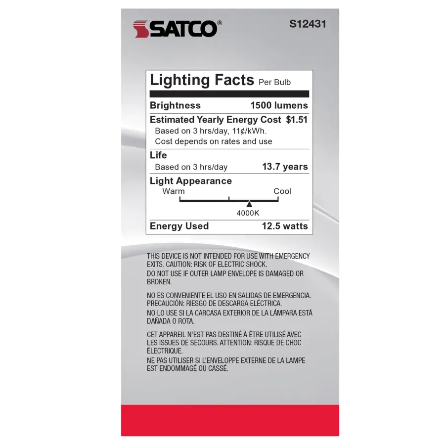 12.5 Watt A19 LED Filament - Clear - Medium Base - 4000K - 90 CRI - 120 Volt - Image 4