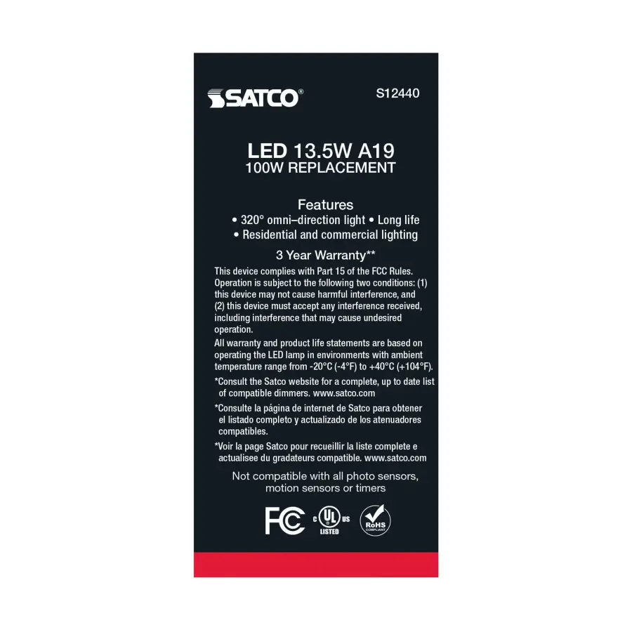 13.5 Watt A19 LED Filament - 100 Watt Replacement - Soft White - Medium base - 2700K - 120 Volt - 4-Pack - Image 5