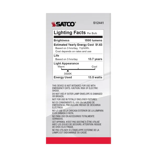 13.5 Watt A19 LED Filament - 100 Watt Replacement - Soft White - Medium base - 3000K - 120 Volt - 4-Pack - Image 6