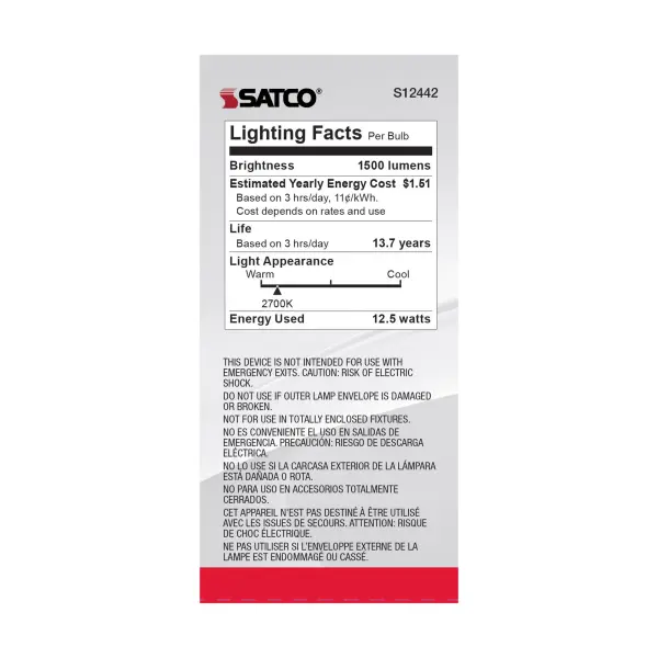 12.5 Watt A19 LED Filament - 100 Watt Replacement - Clear - Medium base - 2700K - 120 Volt - 4-Pack - Image 6