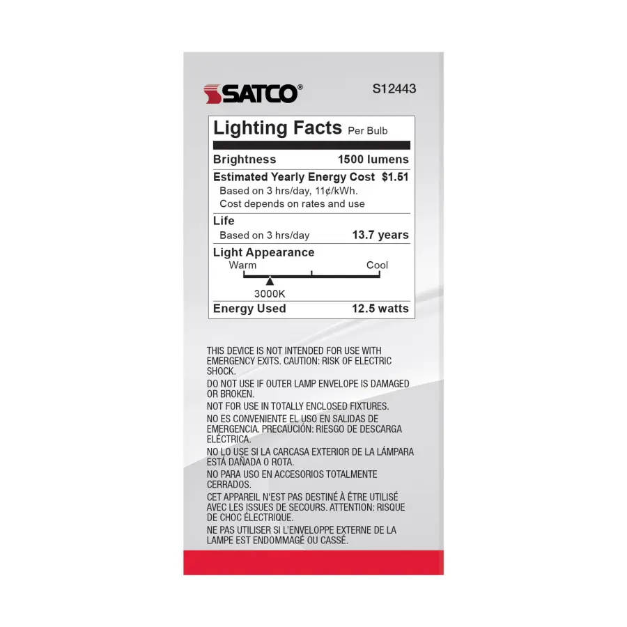 12.5 Watt A19 LED Filament - 100 Watt Replacement - Clear - Medium base - 3000K - 120 Volt - 4-Pack - Image 6