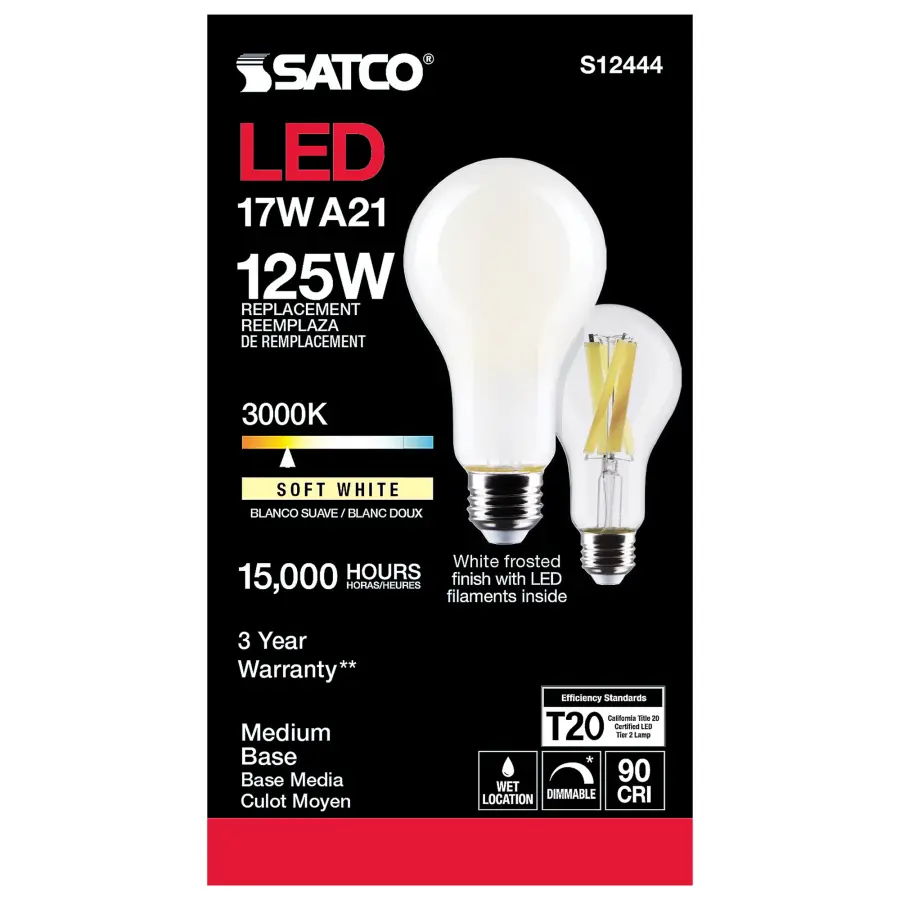 17 Watt - A21 LED - Frost Finish - Medium Base - 3000K - 120 Volt - Image 4