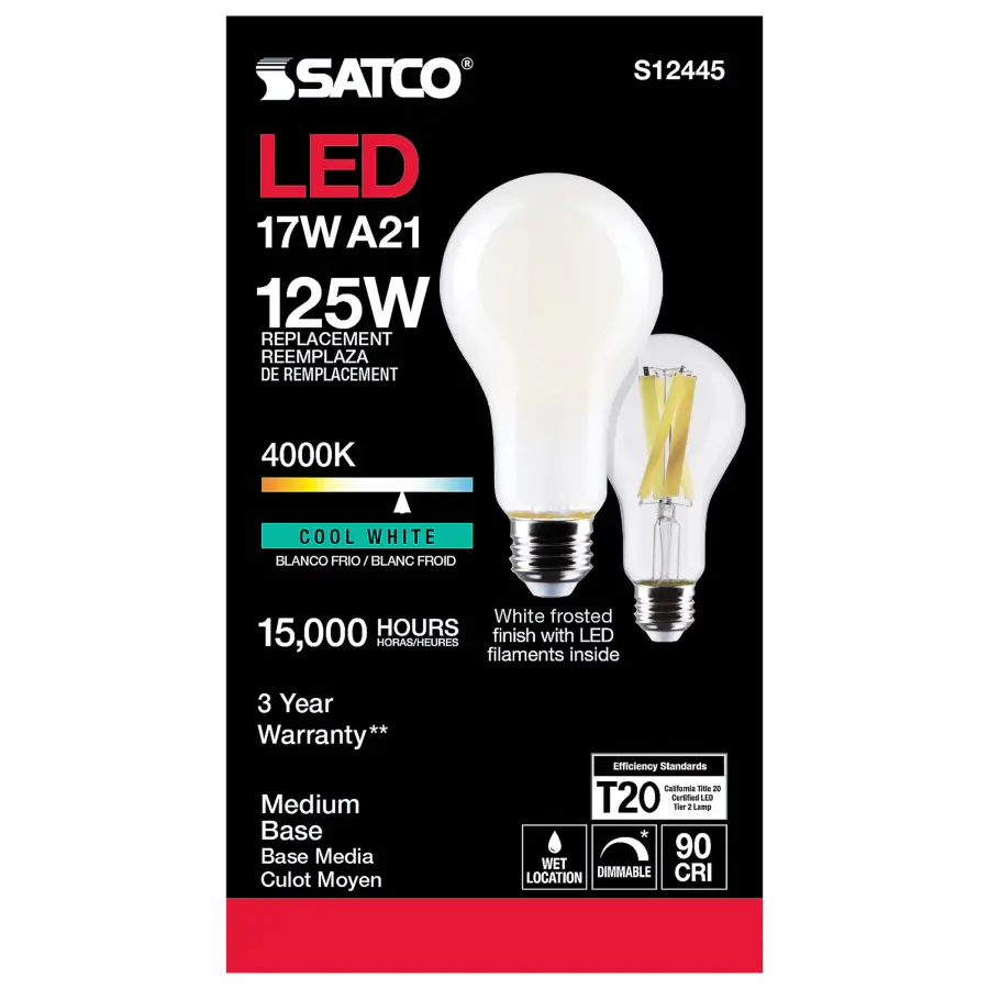 17 Watt - A21 LED - Frost Finish - Medium base - 4000K - 120 Volt - Image 5