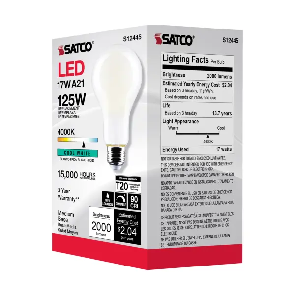 17 Watt - A21 LED - Frost Finish - Medium base - 4000K - 120 Volt - Image 8