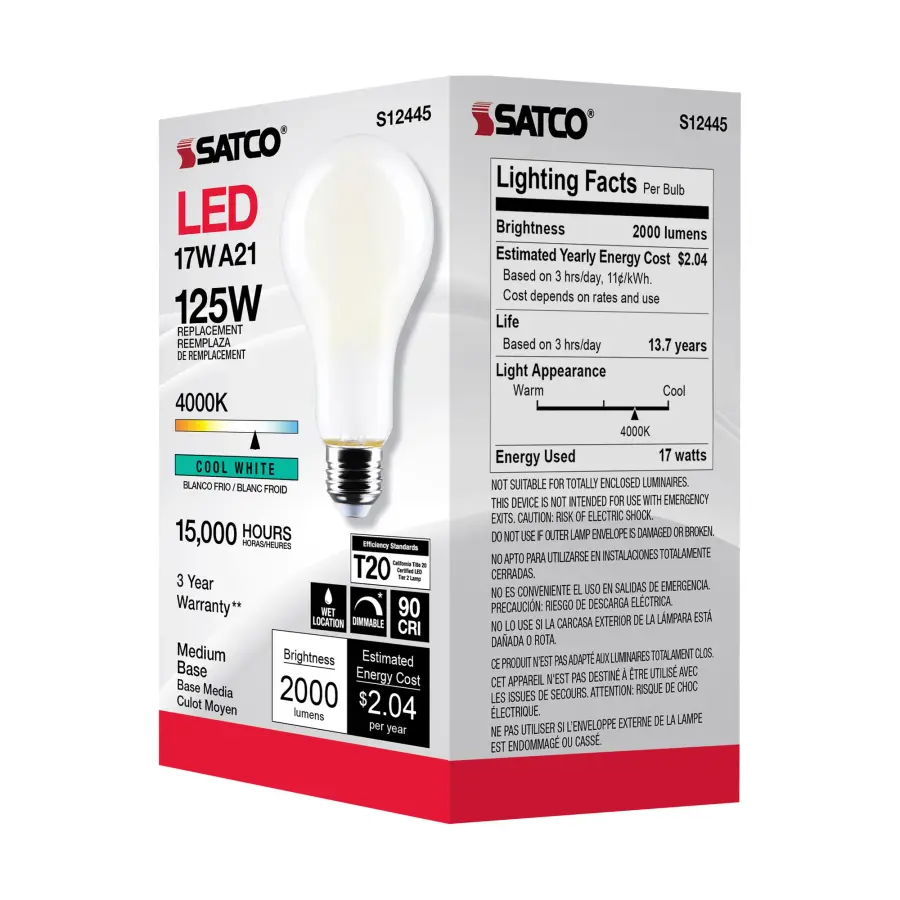17 Watt - A21 LED - Frost Finish - Medium base - 4000K - 120 Volt - Image 8