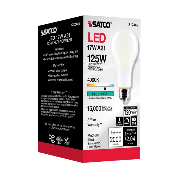 17 Watt - A21 LED - Frost Finish - Medium base - 4000K - 120 Volt - Image 9