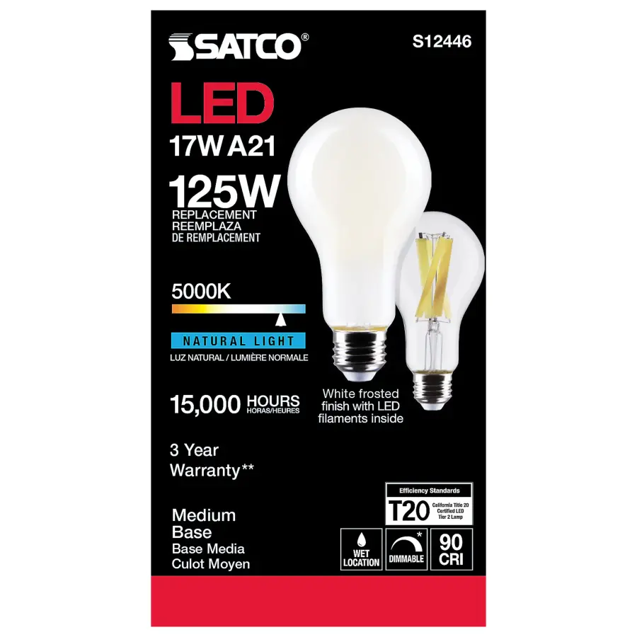 17 Watt - A21 LED - Frost Finish - Medium base - 5000K - 120 Volt - Image 5