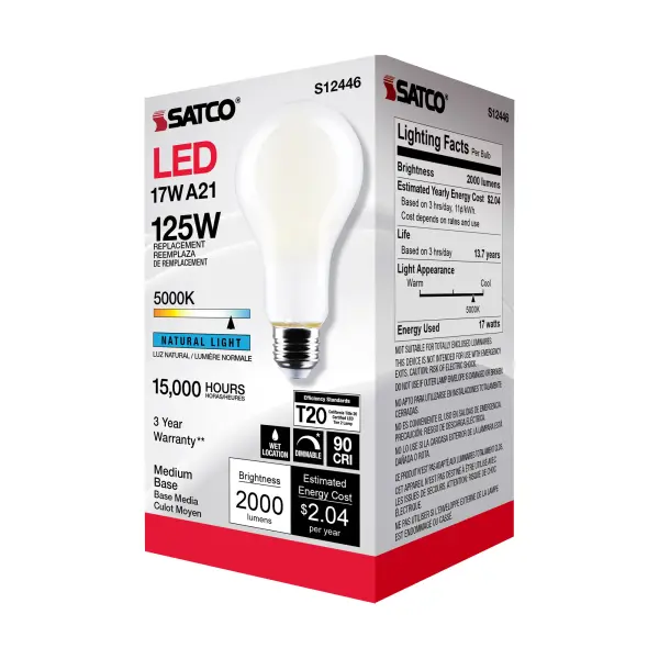 17 Watt - A21 LED - Frost Finish - Medium base - 5000K - 120 Volt - Image 8